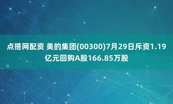 点搭网配资 美的集团(00300)7月29日斥资1.19亿元回购A股166.85万股
